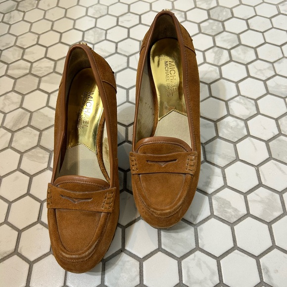 Michael Kors Women's Tan Suede Loafers - Picture 1 of 5